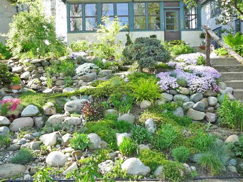 46 Modern & Small Corner Rock Garden Ideas: How to Create a Beautiful and Functional Space Hillside Rock Garden