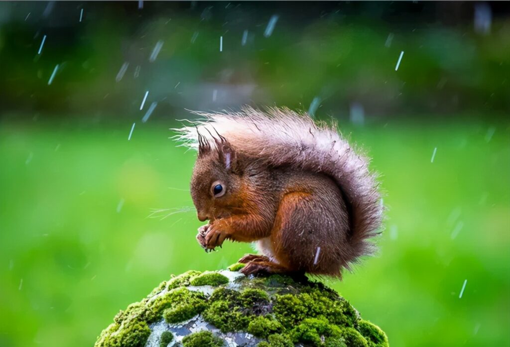 How do squirrels stay dry when it rains