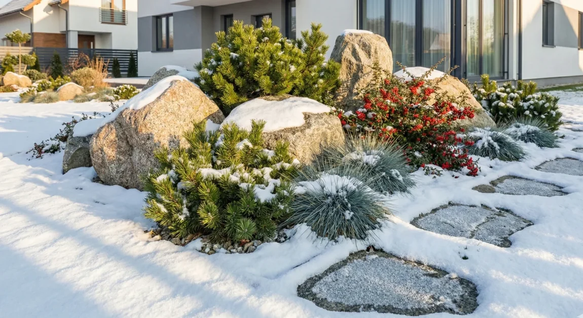 modern small corner rock garden ideas
