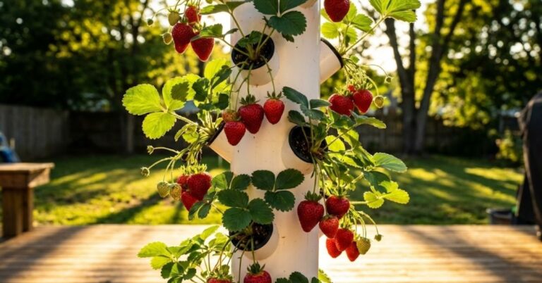 How do you grow strawberries in a vertical tower Can you grow strawberries in PVC pipe Are hydroponic strawberries as sweet as soil strawberries Hydroponic Tower for Strawberries vertical strawberry garden DIY strawberry tower growing strawberries without soil strawberry food inflation best hydroponic strawberries